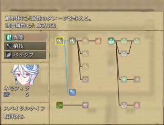 ダリアの剣のゲーム画面「スキルツリー。ある程度自由にビルドできます。」