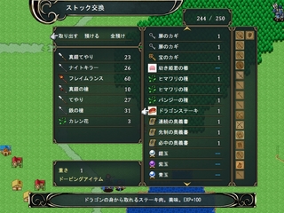 ゴアハウンドサーガ ~蒼き騎士団長と深紅の盗賊団~のゲーム画面「世界観を色取るアイテムが数多く登場。それぞれが様々な効果を持っている。これらを使いこなして生き延びよう。」