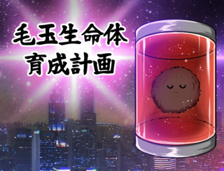 毛玉生命体育成計画のゲーム画面「小さな毛玉を育てましょう！」