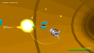 Mega Maarのゲーム画面「横を通る敵を攻撃」