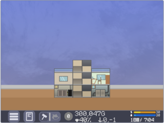 ビル経営ゲームのゲーム画面「最初のビルの様子」