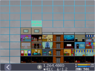 ビル経営ゲームのゲーム画面「ビルを拡張する画面」