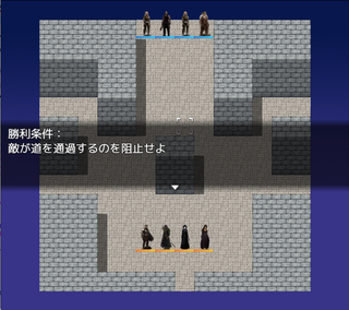 戦闘BGMを楽しむためのタクティカルバトルのゲーム画面「マップごとにちょっとずつミッションが異なります（全３マップ）」