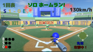SUPER BOARD BASEBALL 体験版のゲーム画面「ホームラン！」