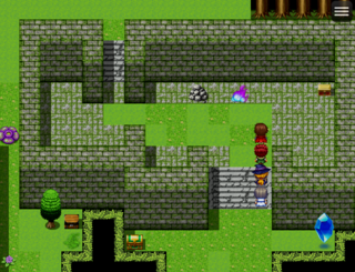 女神と封魔の書【体験版】のゲーム画面「マップ画面。シンボルの敵は強敵！？」