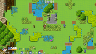 ウェポンクエストのゲーム画面「本編はヴァンサバ系。地形は当たり判定なし」