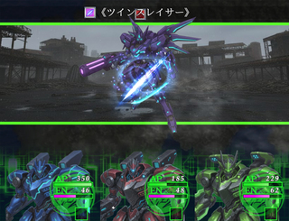 STRIDE GEARのゲーム画面「強敵達とのターン制バトル」