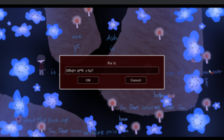 WithoutEyes chapter1　DEMOのゲーム画面「簡単なギミックの画面です。主に英字置き換えがメインでございます。」