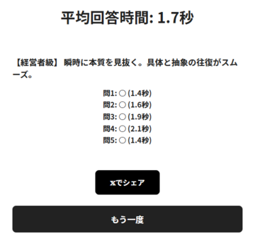 結果画面２：全問正解だと称号が出現