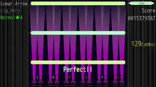 CoLane(Test ver.)のゲーム画面「全部のキーが一つのレーンになることもある」