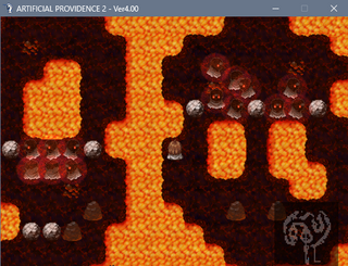 Artificial Providence 2のゲーム画面「一見、とても通れないような場所でも、特殊なアイテムを使えば……？」