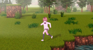 孤島でおにごっこのゲーム画面「なんで逃げることに…！」