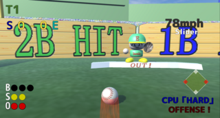 SUPER BOARD BASEBALL_for Androidのゲーム画面「ボールを打てばカメラが追う！」