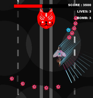 KON-PON Shooting Prologueのゲーム画面「中ボス戦」