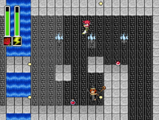 Rock'n ROSE1stのゲーム画面「ロゼッタは遠距離攻撃が得意とする初心者向けキャラ」