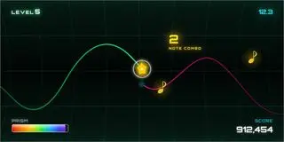 ピッチフラットのゲーム画面「NOTE COMBO - 音符を集める」