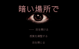 暗い場所でのゲーム画面「タイトル画面」