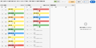 高校野球マネジメントのゲーム画面「スタメン設定」
