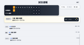 高校野球マネジメントのゲーム画面「テキスト試合画面」