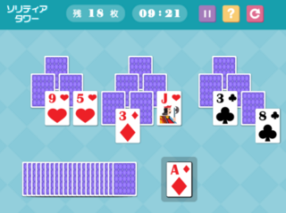 ソリティアタワーのゲーム画面「ゲーム画面1」