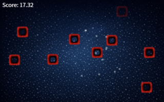 やがて消え去る儚い灯　α版のゲーム画面「赤い闇に触れると砕け散ってゲームオーバー。」