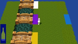 エリーファとブルーベリーの館のゲーム画面「カラフルな橋。気をつけて渡ろう」