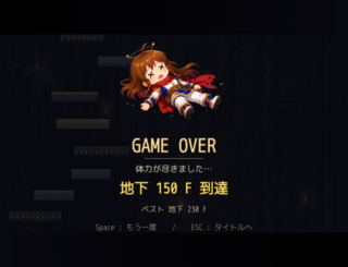 アガル✕サガルのゲーム画面「落下もしくはライフが0になるとゲームオーバー」