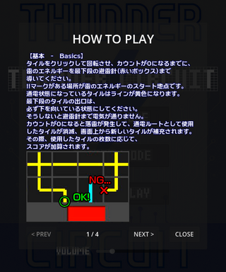 Thunder Circuitのゲーム画面「ゲーム内HOW TO PLAY」