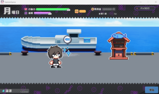 釣って釣ってツチノコのゲーム画面「おでかけは横スクロール」
