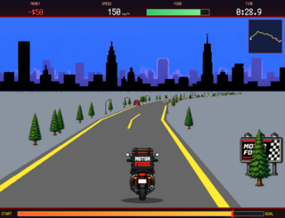 デリバリーキッドのゲーム画面「夜の街、沢山の車の合間を駆け抜ける！」