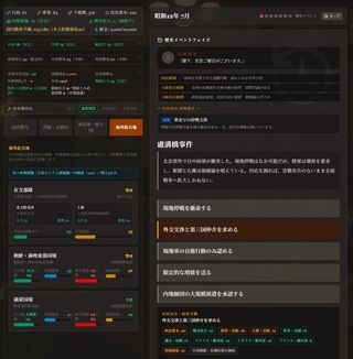 戦前昭和・宰相の選択のゲーム画面「海外派遣軍は、強くなりすぎず弱くなりすぎずバランスを取りながら」