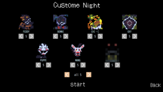 Five Nights at FEDDY`sのゲーム画面「腕に自信のあるあなたへ、Customnight」