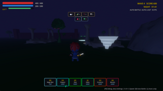 魔王サバイバー3Dのゲーム画面「夜はたいまつがないと真っ暗です」