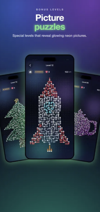 Arrows Puzzle（アローズパズル）のゲーム画面「ふさがれた矢印は別の矢印をどかしてから」