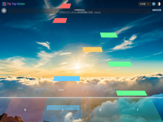 Tip Tap Notesのゲーム画面「プレイ画面・遠近感あり」