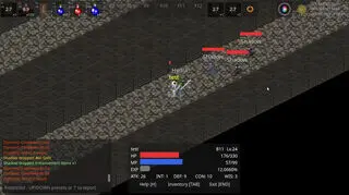 Grow with the Dungeon [MMORPG]のゲーム画面「スケルトンに変身した状態で戦っている」