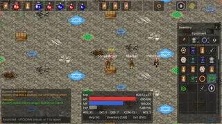 Grow with the Dungeon [MMORPG]のゲーム画面「一定の確率で合成が成功し、CON+4の装備ができた」