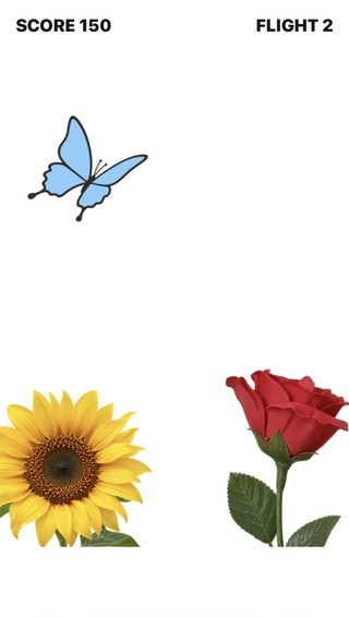 ハッピーバタフライのゲーム画面「ゲーム画面。右のバラが造花です」