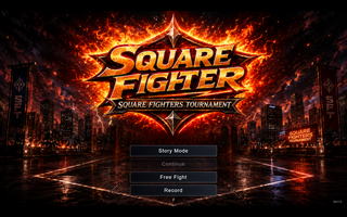 SQUARE FIGHTERのゲーム画面「Story Mode、Free Fightなどを選択できます。」