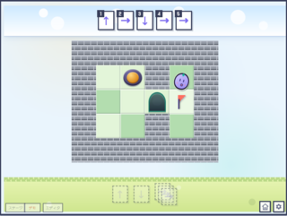 pon - A Cute Arrow Puzzleのゲーム画面「ぽんをゴールの旗に導けばクリア！」