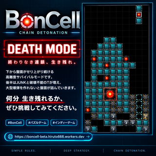 BonCell: Chain Detonationのゲーム画面「高難度DEATH MODE」