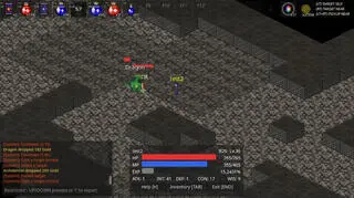 Grow with the Dungeon [MMORPG]のゲーム画面「戦士系が回復スキルをかけてもらっている」