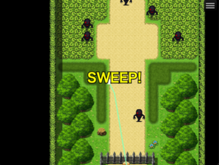 ライトプリンスのゲーム画面「雑魚は一掃（SWEEP）してスキップ！」