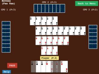 Card Game Playlistのゲーム画面「七並べのプレイ画面」