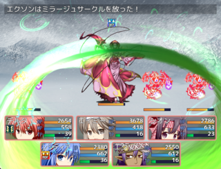 ルチアの街の冒険者たちのゲーム画面「キャラ毎の特技や、得意武器を活かそう」