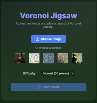Voronoi Jigsawのゲーム画面「タイトル画面」