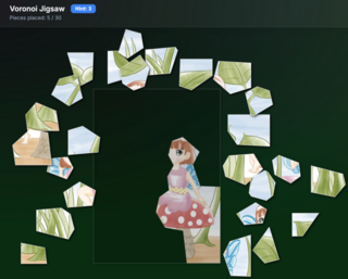 Voronoi Jigsawのゲーム画面「ジグソーパズルプレイ中」