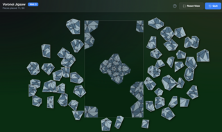 Voronoi Jigsawのゲーム画面「難易度の高いジグソーパズル」