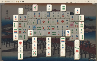 Mahjong Tide（マージャンタイド）のゲーム画面「潮が引き現れる広重の浮世絵」