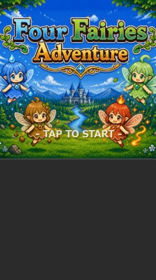 Four Fairies Adventureのゲーム画面「タイトル画面です。プレイヤーは４種類。」
